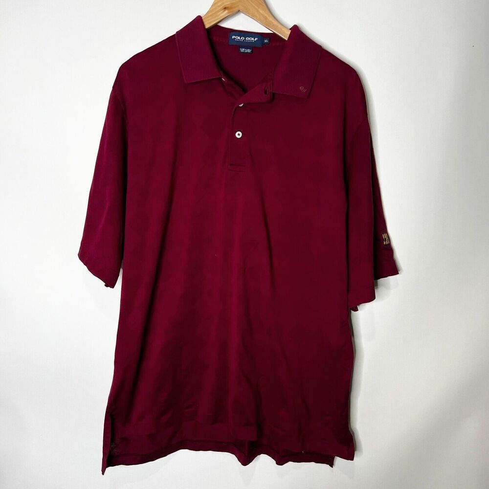 Vintage Polo Golf Ralph Lauren Polo Maroon Argyle Short Sleeve Men's XL